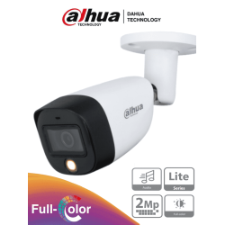 DAHUA HAC-HFW1209CMN-A-LED - Camara Bullet Full Color 1080p/ Lente de 2.8 mm/ Micrófono Integrado/ 108 Grados de Apertura/ Metalica/ WDR Digital/ 20 Metros de Iluminacion/ IP67/ Soporta CVI/CVBS/AHD/TVI/