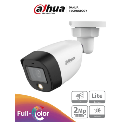 DAHUA HAC-HFW1209CN-A-LED - Cámara Bullet Full Color 1080p/ Lente de 2.8 mm/ 106 Grados de Apertura/ Micrófono Integrado/ Luz Blanca de 20 Mts/ DWDR/ Starlight/ IP67/ Soporta CVI/AHD y CVBS/