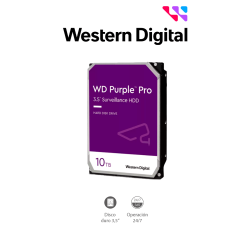 WESTERN WD101PURP- Disco Duro de 10TB Purple PRO/ Especial para Videovigilancia con IA/ Tecnología IA AllFrame