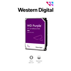 WESTERN WD11PURZ - Disco Duro de 1TB Purple/ Especial Para Videovigilancia/ Trabajo 24/7