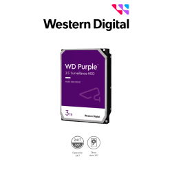 WESTERN WD33PURZ - Disco Duro de 3TB Purple/ Especial para Videovigilancia/ Trabajo 24/7/ Interface